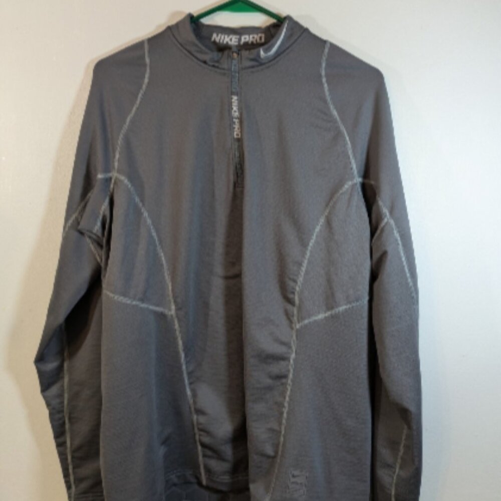 Nike Pro Hyperwarm Fitted 1/4 Zip Longsleeve Top Womens Sz Large Gray